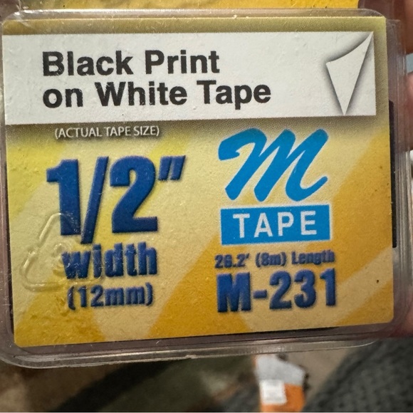 Brother M-231 Label Tape | 1/2" White w/ Black Text | Vintage P-Touch Refill - Picture 4 of 12